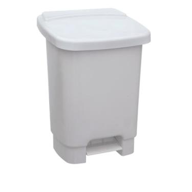Imagem de Lixeira Com Pedal E Fixador Para Saco De Lixo 35L Branca