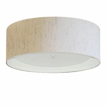 Imagem de Plafon Para Quarto Cilíndrico SQ-3008 Cúpula Cor Linho Bege Branco - V