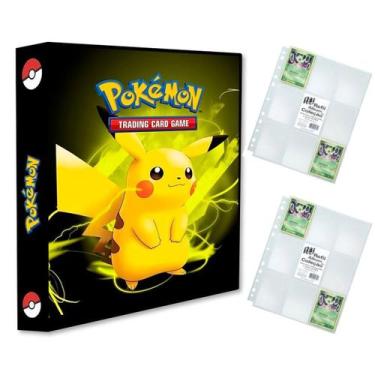 Imagem de Álbum Pasta Fichário Pokemon com 20 Folhas YES 9 Bolsos Pikachu Raio d
