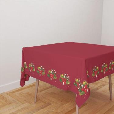 Imagem de Toalha De Mesa Quadrada 4 Lugares Tecido Oxford Marsala Natalina TL04-