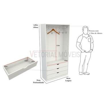 Imagem de Armário Cabideiro Gaveteiro Misto M10 Closet Loja 100% Mdf - VETORIAL 