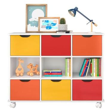 Imagem de Nicho Organizador 6 Gavetas com Rodízios Branco/Colorido - Qmovi, Bran