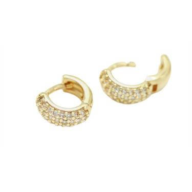 Imagem de Brinco Argola  pequena cravejada - Xingyu, Dourado