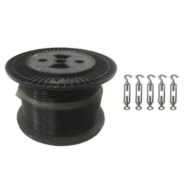 Imagem de Cabo Aço Gal P/academia 3/16 6x19 Pvc Preto 50m+5esticadores - Shoplon