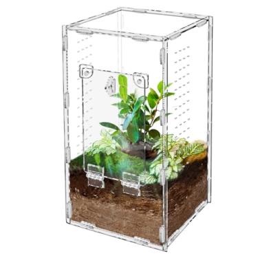 Imagem de Gabinete de aranha saltadora, terrário de acrílico grande com caixa de tarântula, acessórios de aranha saltadora para répteis com ímã para porta de abertura frontal, kit de terrário (grande 30 x 15 x