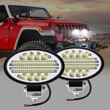 Imagem de YnGia 2 peças de luz de trabalho de LED oval, barra de luz branca para dirigir off-road à prova d'água, luz de neblina para carro, 12 V, 24 V, para caminhão, 4 x 4, trator e barco