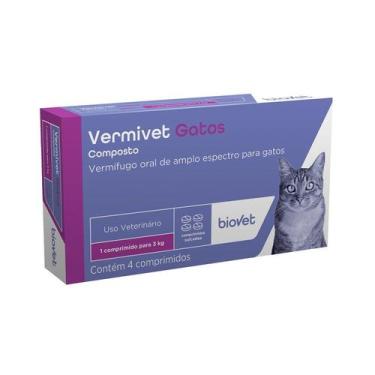 Imagem de Vermífugo Vermivet Composto 300mg para Gatos com 4 Comprimidosq - Biov