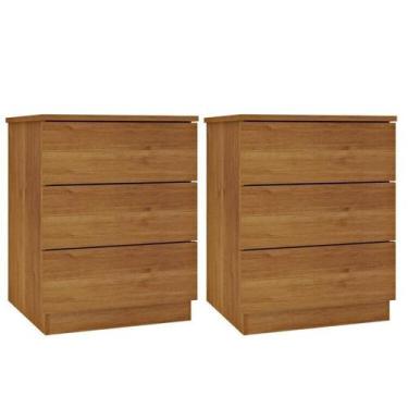 Imagem de Kit 2 Mesas de Cabeceira 3 Gavetas Veronna - Tcil Móveis