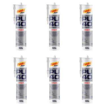 Imagem de Kit 6 Silicone Selante PU 40 Cinza 400g - Mundial Prime