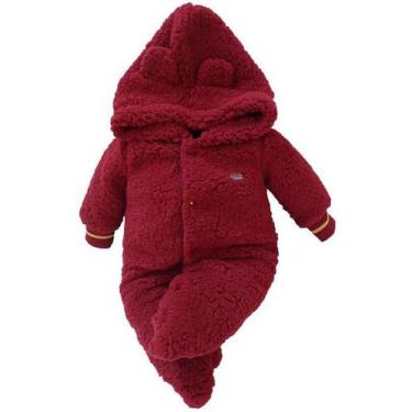 Imagem de Macacão Longo Bebê Menina Pelo Inverno Capuz Katita Rf 27160, Bordô, R