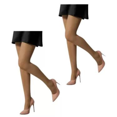 Imagem de Kit 2 Meia Calça Feminina Opaca Fio 40 Elastano Ponteira Selene, Marro