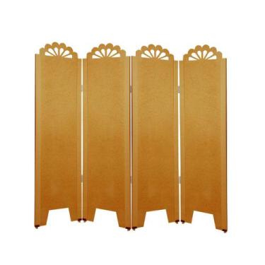 Imagem de Biombo Liso com Detalhes 4 Folhas c/ 08 Pezinhos - ComercialMasul