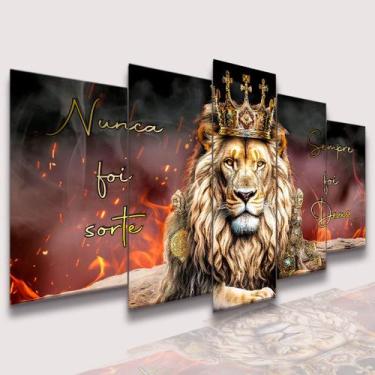 Imagem de lConjunto Quadro Decorativo Mosaico Com Foto Personalizado  Leão de Ju