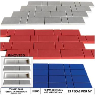 Imagem de FORMA MOLDE PARA GESSO 3D TIJOLINHO 3 PARTES 39x8CM EM ABS 2MM GESSO /