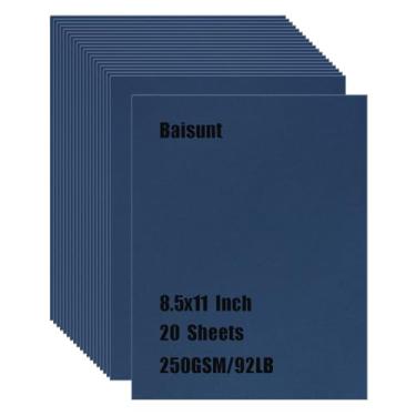 Imagem de Baisunt 20 folhas de papel de cartolina azul marinho grosso para projetos de arte DIY, scrapbook, cartões e convites (21,5 x 28,5 cm)