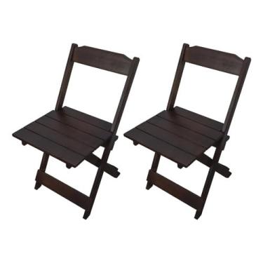 Imagem de 2 Cadeiras Dobravel Em Madeira Maciça Para Bar Churrasco (Imbuia)