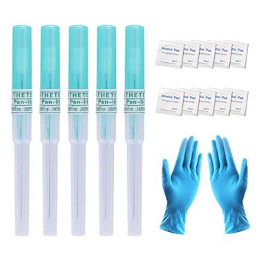 Imagem de ZS Agulhas de piercing de cateter - Kit de agulhas de cateter IV com 5 peças, agulhas de piercing de nariz para orelha, 14G, 16G, 18G, 20G, kit de piercing corporal, Aço inoxidável, outro