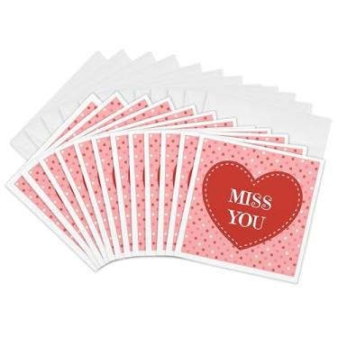 Imagem de 3dRose Cartões comemorativos Miss You com desenho de bolinhas no fundo, conjunto de 12 (gc_172480_2)