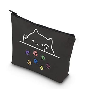 Imagem de TSOTMO Gato jogando dados DnD Dungeon Master Bag com zíper bolsa de dados para jogadores, Bege, Cartão Dragons