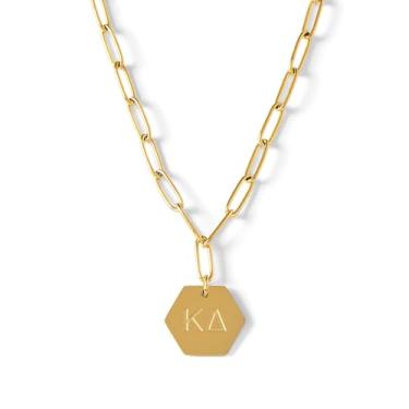 Imagem de Sorority Shop Kappa Delta Colar com clipe de papel — Colar KD banhado a ouro 18 K, presente de fraternidade Kappa Delta de longa duração para mulheres, One Size, Banhado a ouro, Sem Pedra Preciosa