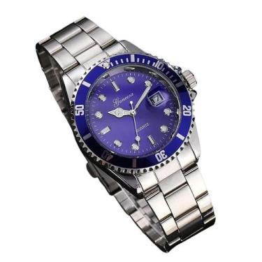 Imagem de Relógio Masculino Prata Luxo Azul Com Caixa - Gonewa