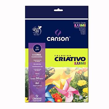 Imagem de Papel Colorido A4 80g/m², Canson, 66667162, Criativo Lumi, 5 Cores, 50 Folhas