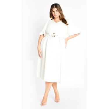 Imagem de City Chic Vestido plus size, vestido jeans Delilah, Marfim, 52