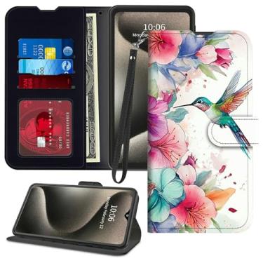 Imagem de GFRGTFHYT Capa carteira para Nokia C300 N155DL com suporte para cartão PU couro magnético flip suporte slots para cartão alça de pulso capa de telefone para Nokia C300 4G 2023 (6,6 polegadas), arte