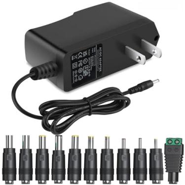 Imagem de GuanTing Fonte De Alimentação Dc12V 1A 12V Adaptador Ca Com 11 Pontas De Plugue Cc Intercambiáveis Ac100-240V Para Dc12V 1000Ma 800Ma 600Ma 500Ma 400Ma 200Ma 100Ma Substituição Do Carregador 6Ft
