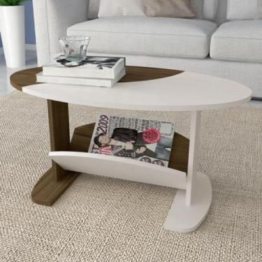 Imagem de Mesinha de Centro Oval Artely Ísis Cor Amêndoa Com Off White