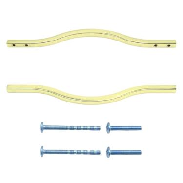 Imagem de DUZFOREI 6 peças de alças de armário de ouro escovado, esteticamente agradáveis, resistência à corrosão, colocação de furo duplo, puxadores de liga de zinco para gavetas, armários, guarda-roupas