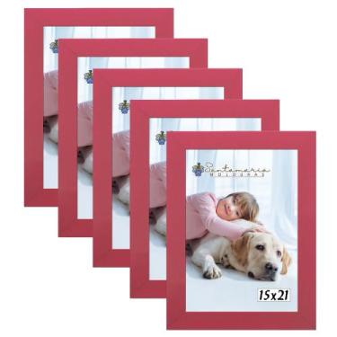 Imagem de Kit 5 Molduras Porta Retrato 15X21 Rosa - Santamaria Molduras