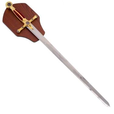 Imagem de Espada Medieval Decorativa com Bainha e Suporte de Parede - GENUINOS