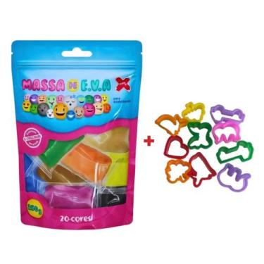 Imagem de Kit Massa De EVA 20 Cores Make 10 Moldes De Massinha Sortidos - Make+