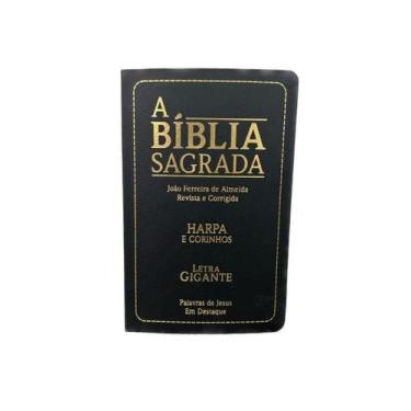 Imagem de Biblia Sagrada Evangelica - Preta: Harpa e Corinhos - Letra Gigante