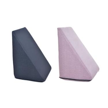 Imagem de 2 Almofada Travesseiros Triangular Encosto Apoio Costas Repouso Leitura Anatômico 36x58x34(Preto+Rosa,Único)