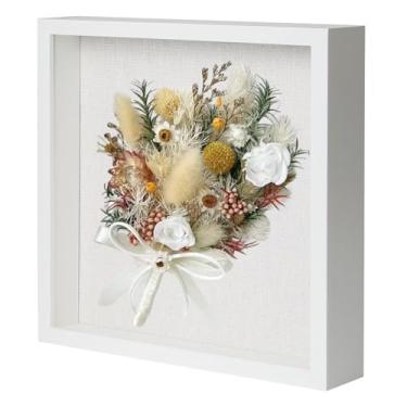 Imagem de Muzilife Porta-retrato com caixa de sombra de 25 x 25 cm com placa de linho – caixa de madeira profunda e vidro temperado, caixa de memória, lembranças de esportes para bebês, pinos, prêmios, medalhas