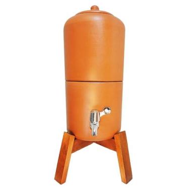 Imagem de Purificador De Barro Filtro Rustico Com Apoio Suporte Base Madeira - M
