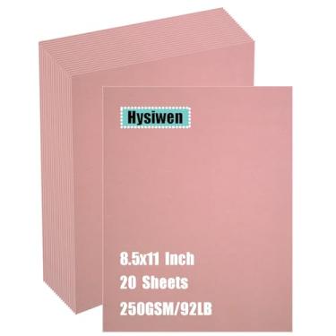 Imagem de Hysiwen 20 folhas de cartolina rosa de 21 x 28 cm, 250 g/m²/41 kg de espessura para fazer cartões, convites, artesanato em papel ou desenho