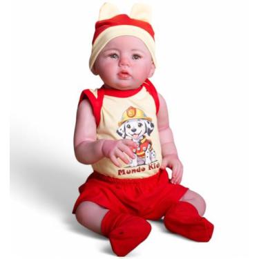 Imagem de Bebê Reborn Menino Abigail Roupa de Bombeiro - Mundo Kids