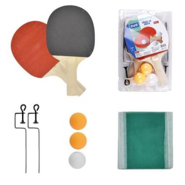 Imagem de Kit Ping Pong Tenis De Mesa 2 Raquetes 3 Bolas Suporte Rede - Funs