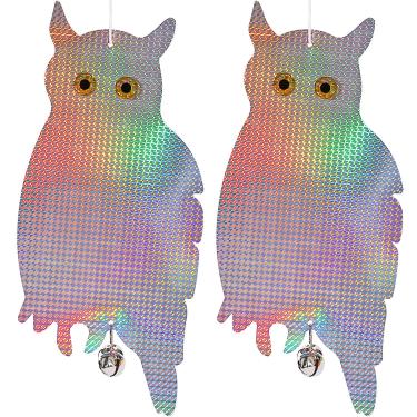 Imagem de Dyvicl Bird Scare Owl - Dispositivo de controle repelente de pássaros, pica-pau de coruja refletiva holográfica, esquilos, gambás e roedores (embalagem com 2)