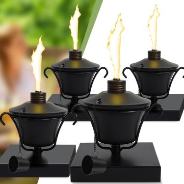 Imagem de FALBAWR Tocha externa para postes de cerca 4 x 4, pacote com 4 maçaricos de citronela, maçarico de citronela de metal impermeável de 411 g, perfeito para decoração de jardim, pátio e varanda