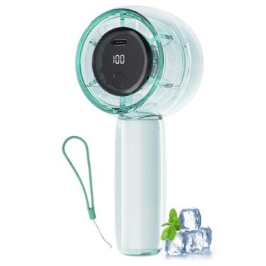 Imagem de Vurlexat Ventilador portátil com luz, ventilador portátil recarregável tipo C com cordão, mini ventiladores portáteis leves com visor LED e ajuste de velocidade para meninas elegantes e homens em