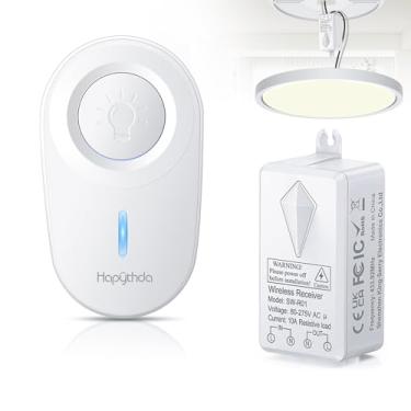 Imagem de HAPYTHDA Interruptores sem fio para luzes, sem necessidade de fiação na parede, interruptor de luz de controle remoto, interruptor de painel sem fio de longo alcance de 1300 pés para luz LED/luzes de