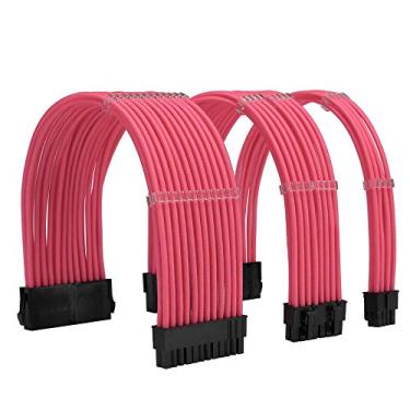 Imagem de Formulamod Kit de cabo de alimentação de extensão de manga 18AWG ATX 24P+ EPS 8-P+PCI-E8-P com pentes para PSU para placa-mãe/GPU (rosa)