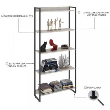 Imagem de Estante Multiuso 5 Prateleiras 80cmx187cm Snow