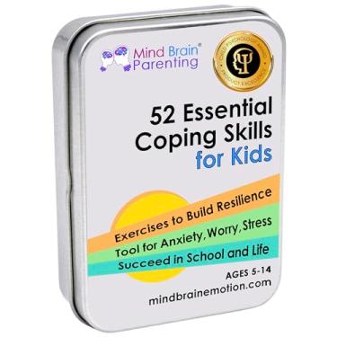 Imagem de Mind Brain Emotion 52 Essential Coping Skills for Kids: Mindfulness CBT Cards for Stress, Anxiety, Anger, Executive Functioning, Coping Strategies for Anxious Generation, Family, School Therapy Game