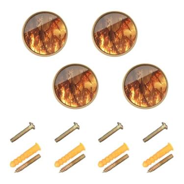 Imagem de Joisal Maçanetas de armários de cozinha Fire Dragon pacote com 4 maçanetas de gaveta de banheiro alças redondas para gavetas, ferragens de cozinha