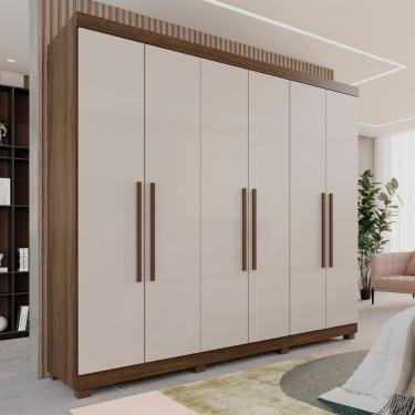 Imagem de Guarda Roupa Casal 6 Portas 3 Gavetas Roma Imbuia - Off White